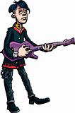 Cartoon emo rock singer with guitar