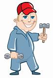 Cartoon handyman with tools