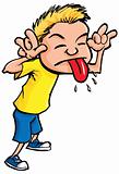 Cartoon of boy sticking his tongue out