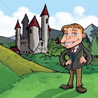 Cartoon of well to do man with a pipe