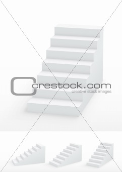 Collection of white 3d staircases