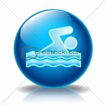 Swimming glossy icon