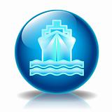 Cruise ship glossy icon