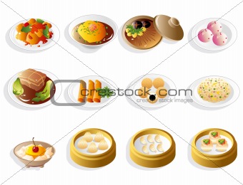 cartoon chinese food icon set