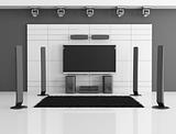 black and white home theater