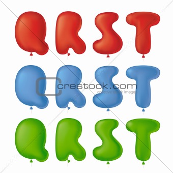 balloons font set q, r, s, t