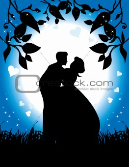 Couple in love under the moonlight 