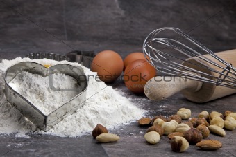 Egg and flour for baking cookies