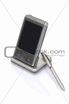 pocket PC and pen isolated on white