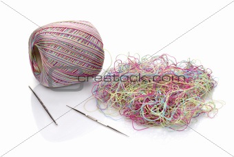 multicolored threads isolated on white