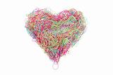 multicolored heart of threads isolated on white
