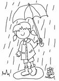 Little girl with umbrella cartoon