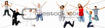 Jumping happy people