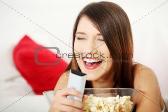 Girl watching movie