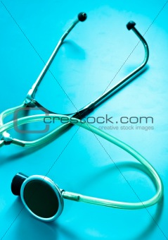 Beautiful stethoscope with soft shadows on steel