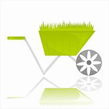 garden wheelbarrow with grass