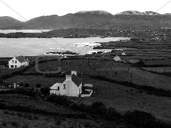 Irish Coastal Village Black & White