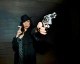 Woman Spy Aiming Gun