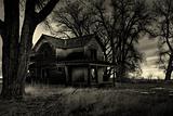 haunted house monochrome