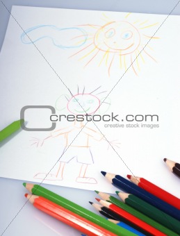 drawings and crayons