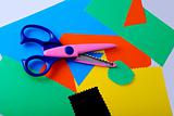 colourful paper and scissors