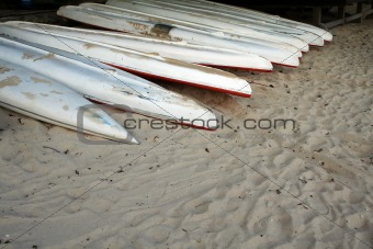 Beached kayaks