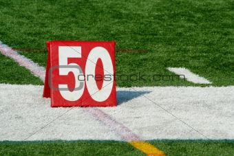Football fifty yard marker
