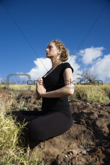 Woman doing yoga.