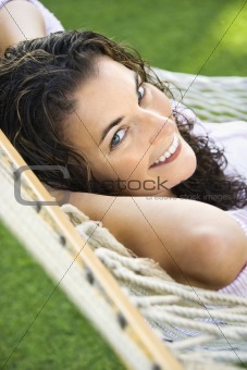 Female in hammock.