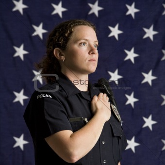 Patriotic policewoman.