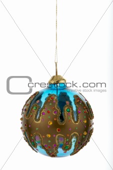 A multi-colored Christmas ornament