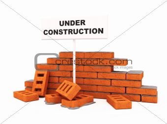 Brick wall under construction