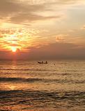 Sunrise fishing boat