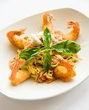 Pasta dish with shrimp.