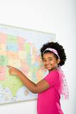 Schoolgirl with map.
