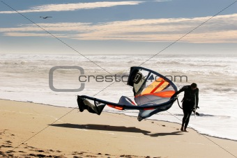 Kite Surfer On The Beach