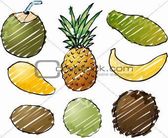Tropical fruits illustration