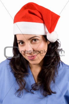 Female doctor with christmas hat