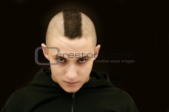 Teenager with mohawk