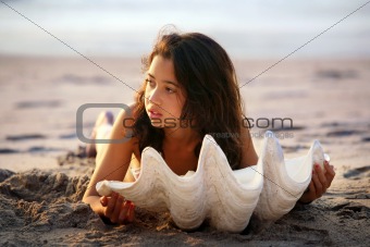 Girl with seashell