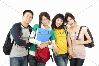 four young happy students