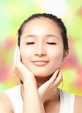 Beautiful asian woman face with skin care concept