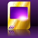 Purple and gold futuristic sign. Includes transparencies
