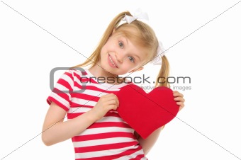 Girl with red heart