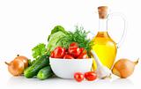 set fresh vegetables with olive oil