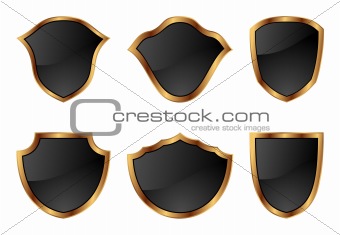 set of shields in 6 different shapes