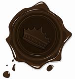 Illustration of wax grunge brown seal with crown