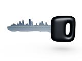 car key with city profile