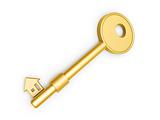 gold key with house profile