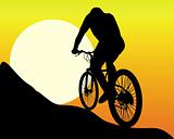 silhouette of a mountain  biker